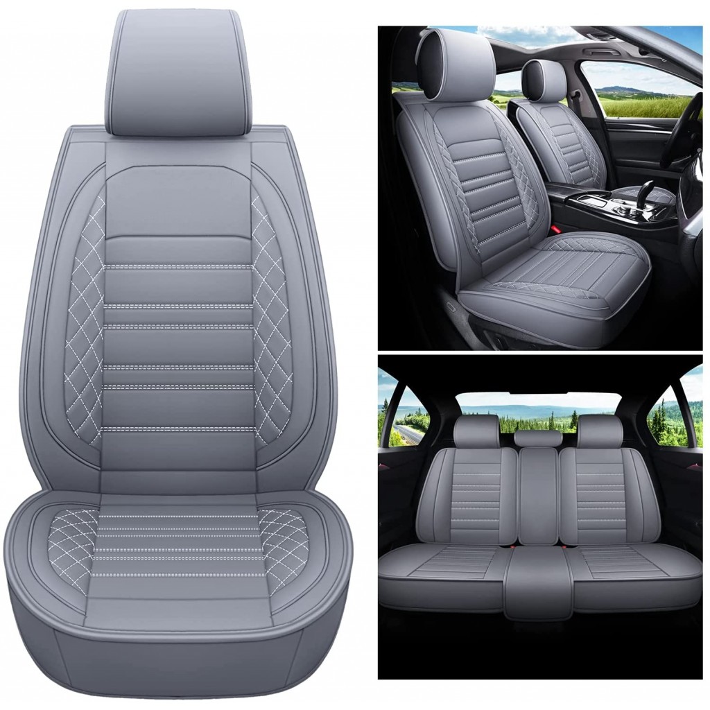 Buy RideoFrenzy Luxury Nappa Leather Car Seat Covers, Platinum Grey Color