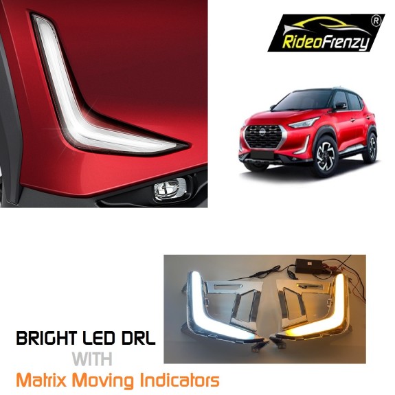 Buy Nissan Magnite Dual Function LED DRL Day Time Running Lights | Matrix Moving Turn Indicator Signal | OEM Fitting