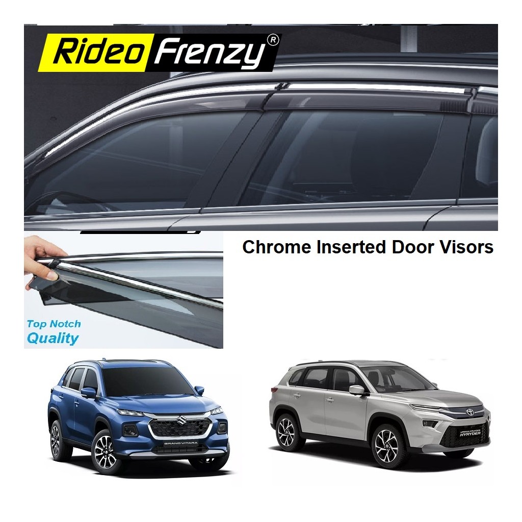 Buy Grand Vitara & Toyota Hyryder Chrome Line Door Visors | Unbreakable ABS Plastic