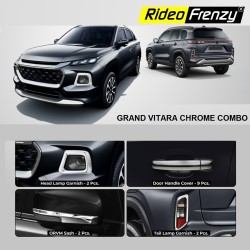 Buy Maruti Grand Vitara Chrome Accessories Garnish Combo Kit | Rustfree & Triple Chrome Plating