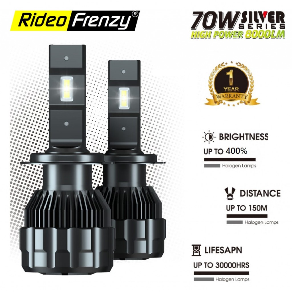 Buy RideoFrenzy 70W LED Headlight Bulbs, 6500K Cool White LED Conversion  Kit IP68 Waterproof online India