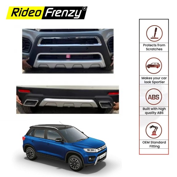 Buy Vitara Brezza 2020-2022 ABS Front and Rear Bumper Diffuser Extender | Sporty ABS Guards Dual Tone Design