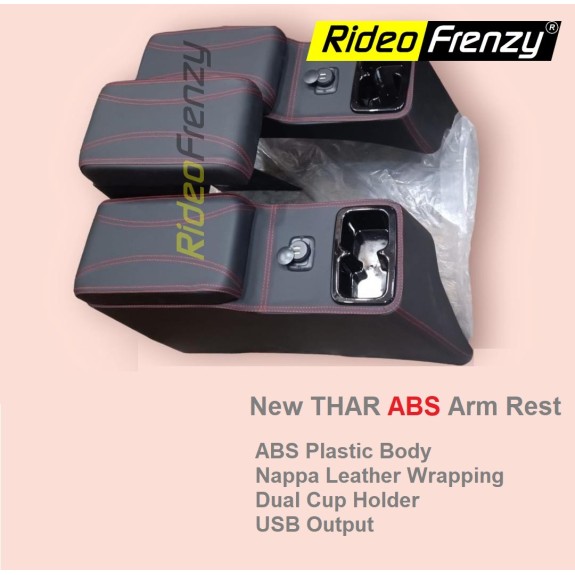 Buy Mahindra THAR Arm Rest with USB| ABS Plastic Body with Nappa Leather Wrapped | Set of 3