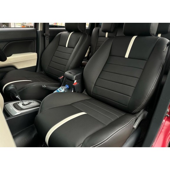 Buy RideoFrenzy Luxury Nappa Leather Car Seat Covers | Skin Fit Tailor Made | Mapsko Black and White | 20mm Evlon Foam