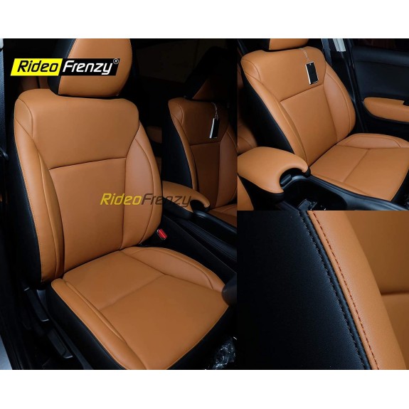 Innova Crysta Silky Nappa Leather Seat Covers | Customized Skin Fit | 14mm Evlon Foam | Tan and Black Color