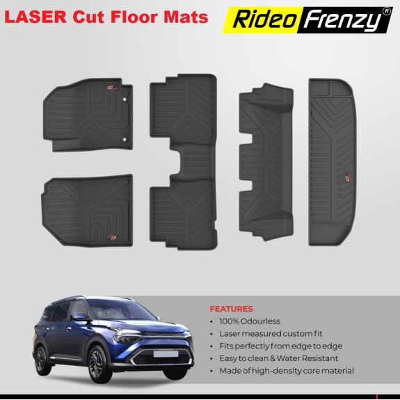 Buy Kia Carens Rubber PVC Laser Cut Floor Mats with Dickey | Heavy Duty Perfect Fit