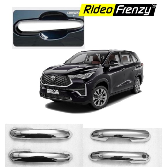 Buy Innova Hycross Chrome Handle Covers with Sensor Cut online India | High-Quality Chrome Accessories