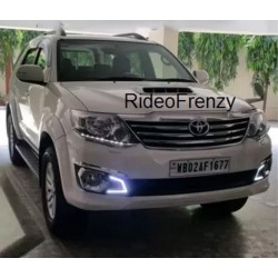 Buy Toyota Fortuner 2012-2015 Led DRL Day Time Running Lights with Fog Lamps | Matrix Type Turn Indicator Signal