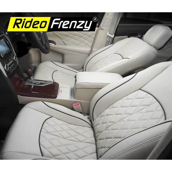 Buy RideoFrenzy Luxury Nappa Leather Car Seat Covers in ICE Grey and Black Color online in India