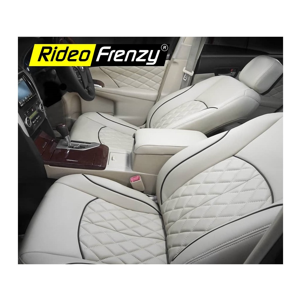 Buy RideoFrenzy Luxury Nappa Leather Car Seat Covers in ICE Grey and Black Color online in India
