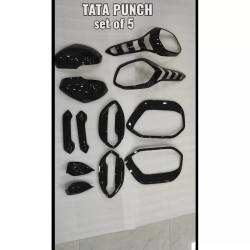 Buy Tata Punch Piano Black Combo Garnish Set 4 | Headlight | Tail light | Catch cover | Mirr