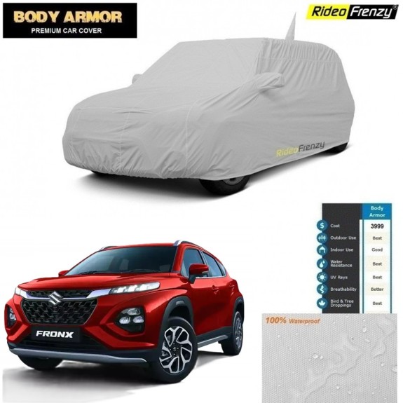 Maruti Fronx Waterproof Car Body Cover Mirror Pockets & Antenna | UV Sun Radiation and DustProof | Scratch Resistant Fabric