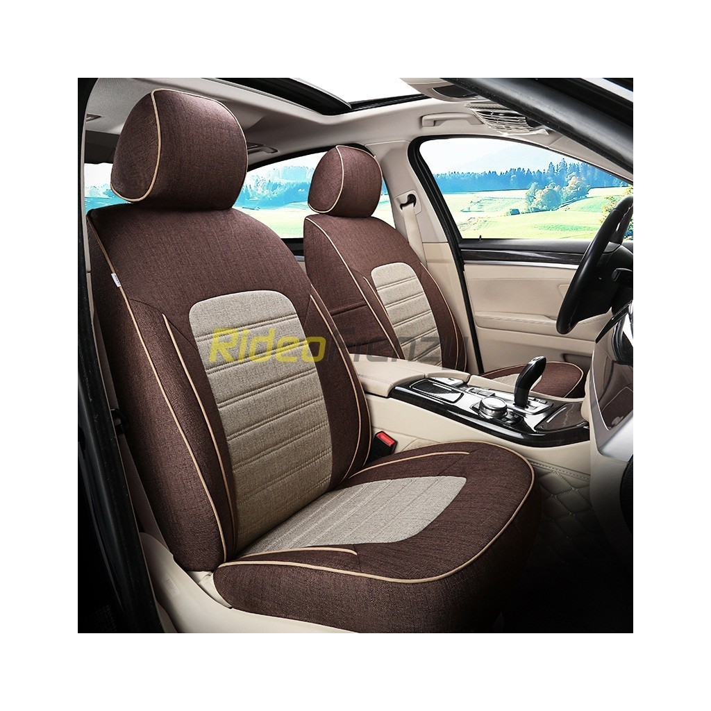 Buy RideoFrenzy Premium Jute Car Seat Covers | Zigro Brown & Beige | Summer Friendly (Non Heating & Breathable)