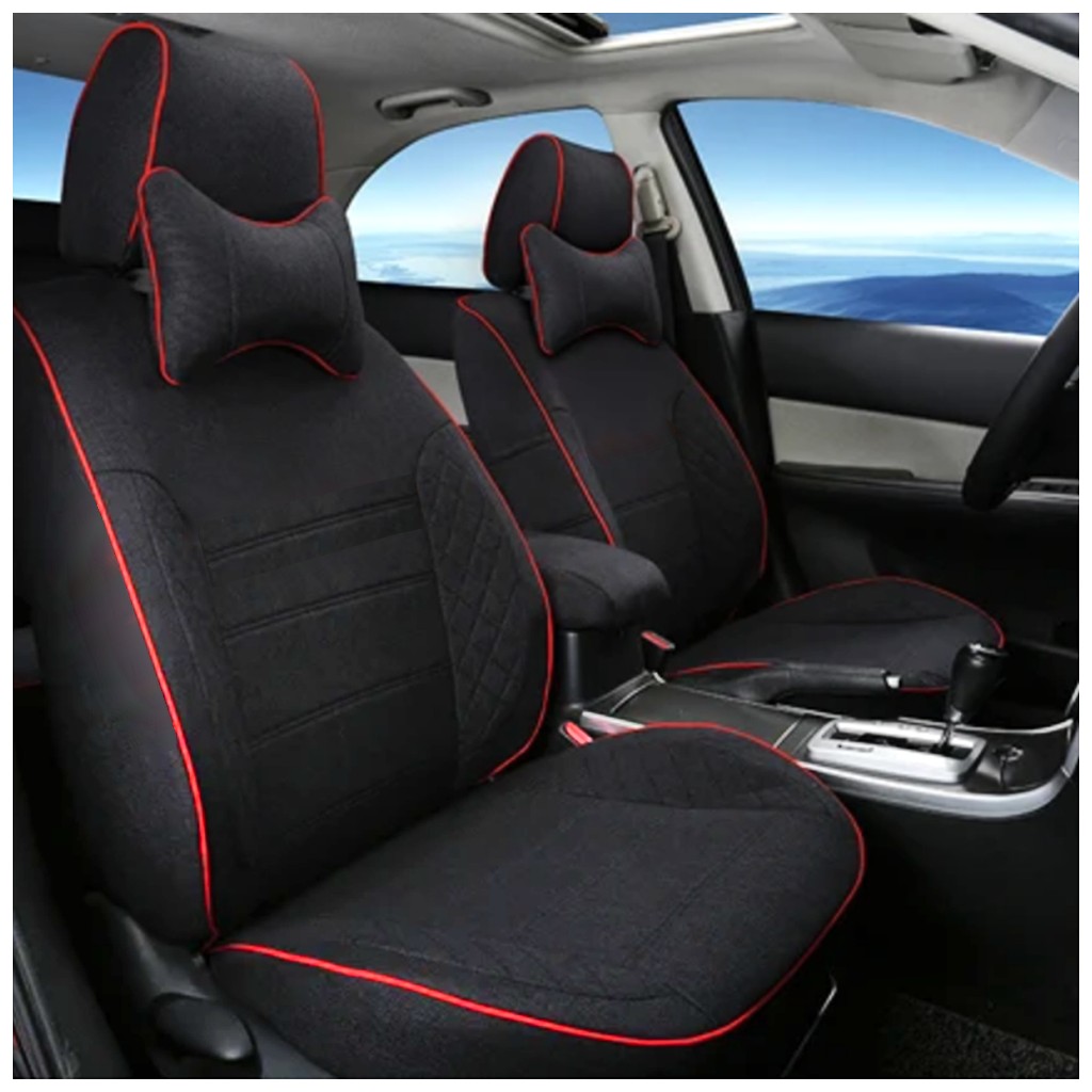 Buy Fresho Black & Red Jute Car Seat Covers  Online India| Breathable Summer Friendly