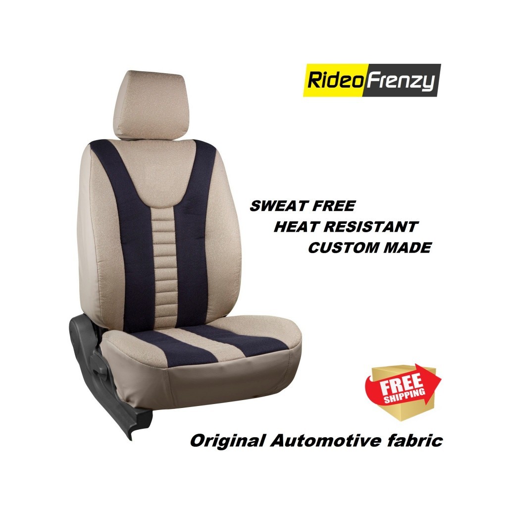 Buy Theist Sweatproof Fabric Car Seat Covers in Beige & Black Color online India