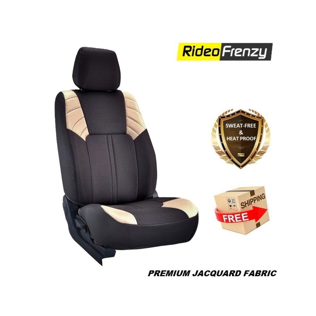 Buy Snug Fit Black & Beige Fabric Car Seat Covers online India at low prices.