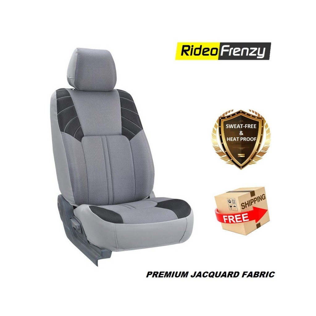 Buy Snug Fit Grey & Black Fabric Car Seat Covers Online India | Sweat-Free & Breathable