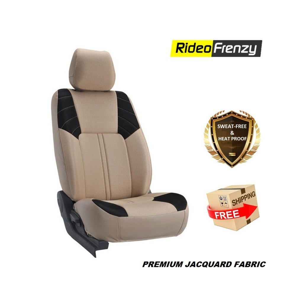 Buy Snug Fit Beige & Black Fabric Car Seat Covers online India at low prices | Sweat-Free & Breathable