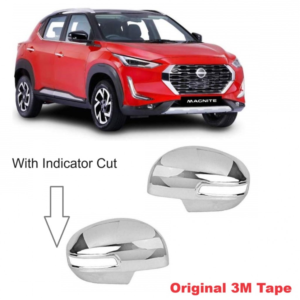 Buy Nissan Magnite Chrome Mirror Covers Garnish | Triple Layered Chrome Plating