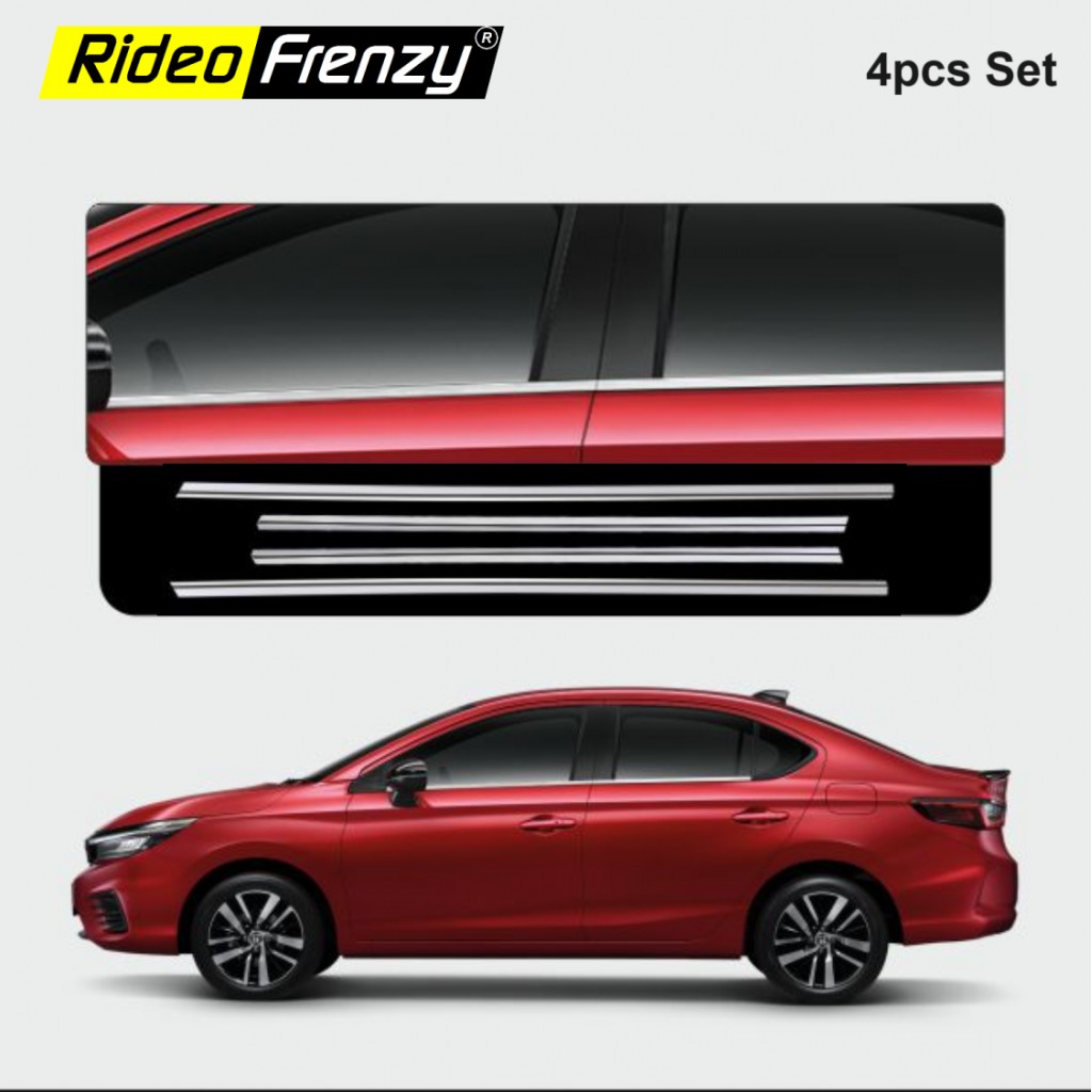 Buy Honda City (2020-2024) Chrome Lower Window Garnish online at RideoFrenzy