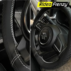 Buy Premium Black & White Steering Wheel Covers online India