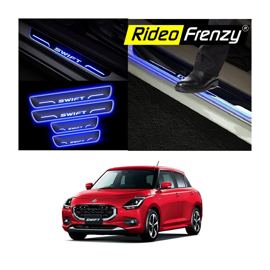 Buy New Gen Swift 2024 3D LED Illuminated Scuff Plates online at RideoFrenzy