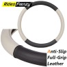 Easy Fit Grey and Black Car Steering Wheel Cover