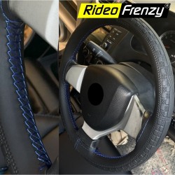 Luxury Black & Blue Steering Wheel Covers online | RideoFrenzy