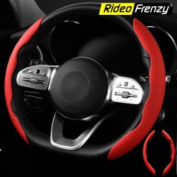 Buy Car Steering Grip Black & Red | Breathable