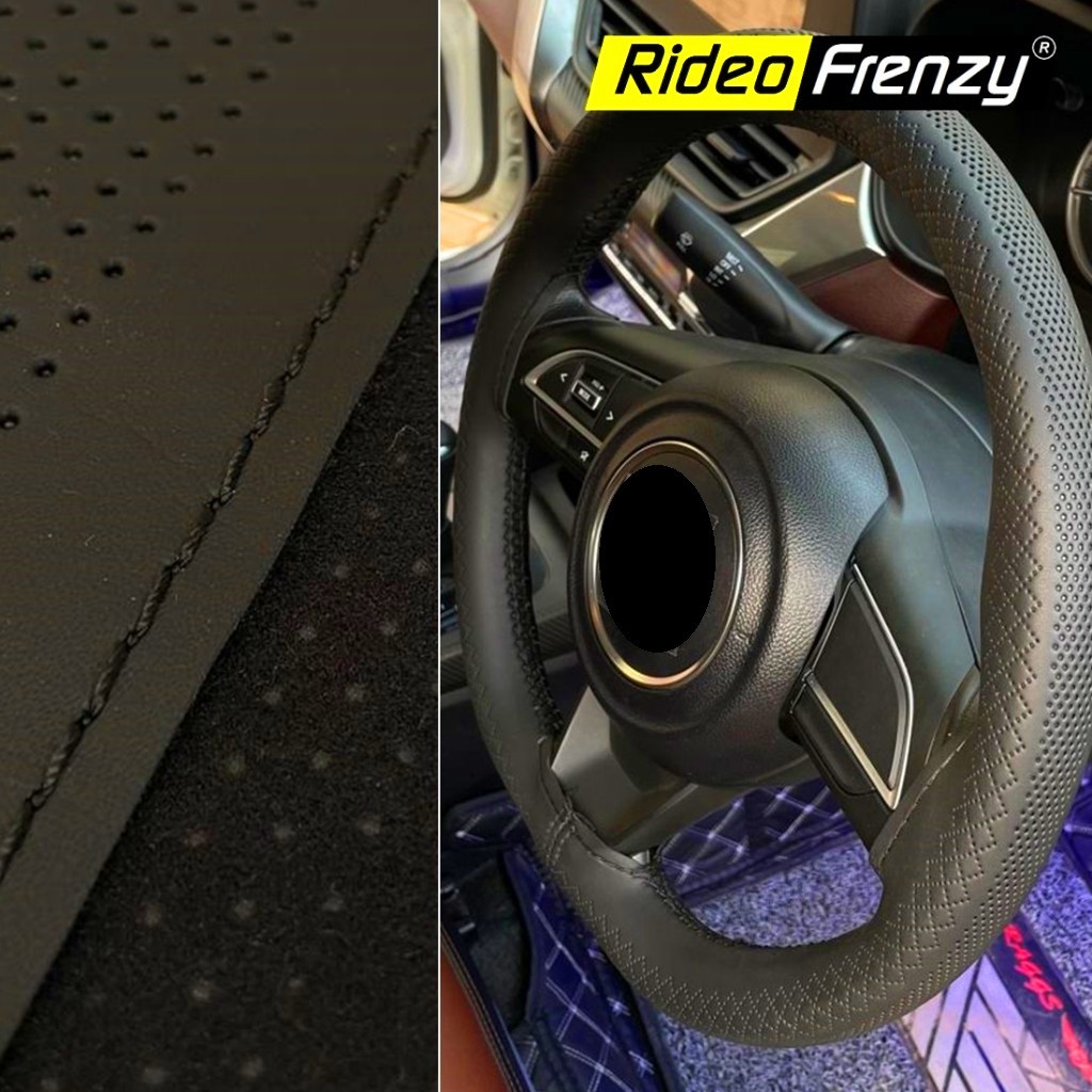 Buy Premium Black Steering Wheel Covers online | RideoFrenzy