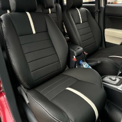 Buy RideoFrenzy Luxury Nappa Leather Car Seat Covers | Skin Fit Tailor Made | Mapsko Black and White | 20mm Evlon Foam