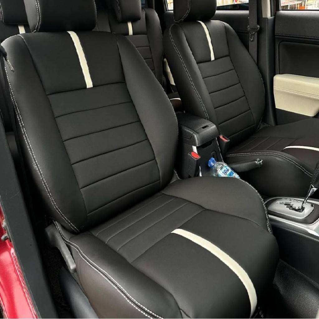 Buy RideoFrenzy Luxury Nappa Leather Car Seat Covers | Skin Fit Tailor Made | Mapsko Black and White | 20mm Evlon Foam