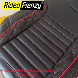 RideoFrenzy Black & Red Nappa Leather Car Seat Covers | 5 years warranty