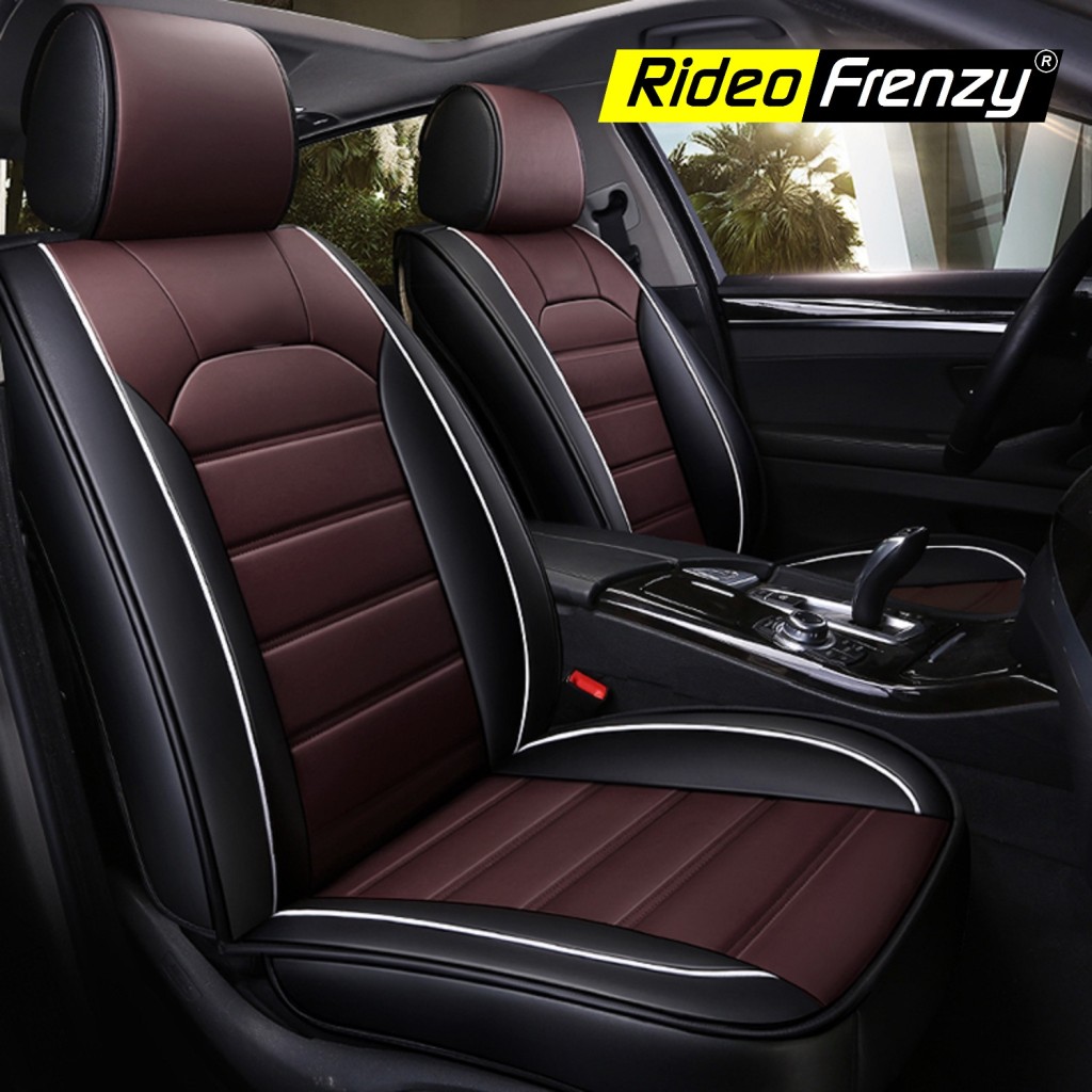 Buy RideoFrenzy LEO Brown & Black Nappa Leather Seat Covers