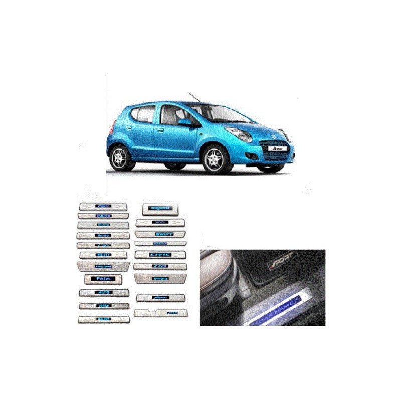 Buy Maruti A-Star Door Stainless Steel Sill Plate with blue LED at low prices-RideoFrenzy