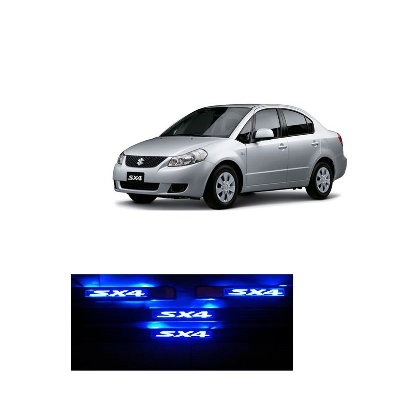 Buy Maruti SX4 Door Stainless Steel Sill Plate with blue LED at low prices-RideoFrenzy