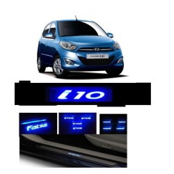 Buy Hyundai I10 Stainless Steel Door Scuff Sill Plate with blue LED at low prices-RideoFrenzy