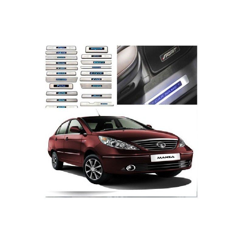 Buy Tata Manza Door Stainless Steel Sill Plate with Blue LED online at low prices-RideoFrenzy