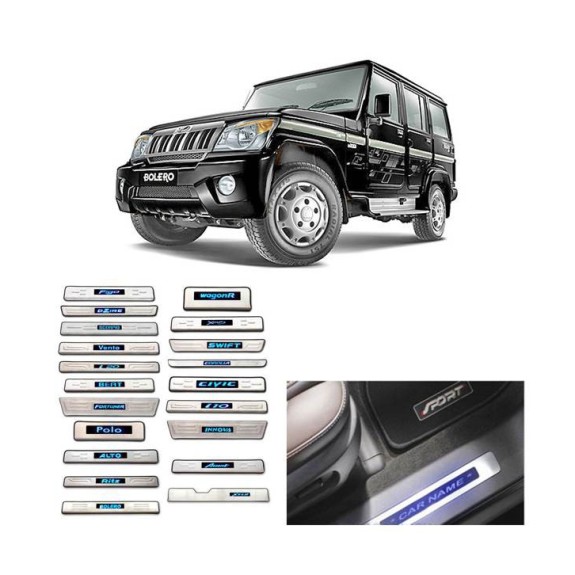 Buy Mahindra Bolero Stainless Steel Sill Plate with Blue LED online at low prices-Rideofrenzy