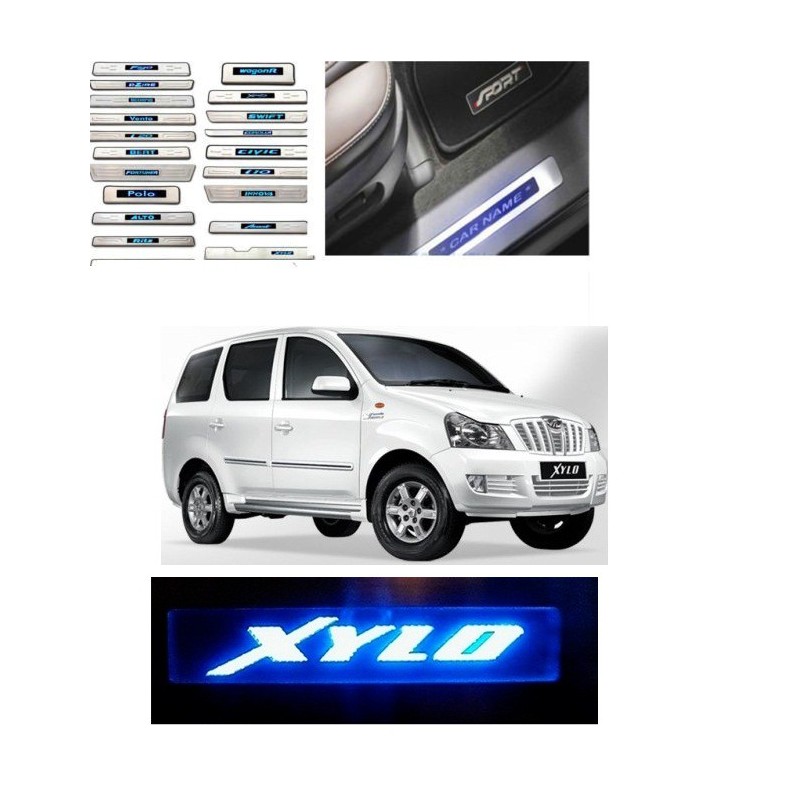 Buy Mahindra Xylo Stainless Steel Door Sill Plate with Blue LED online at low prices-Rideofrenzy