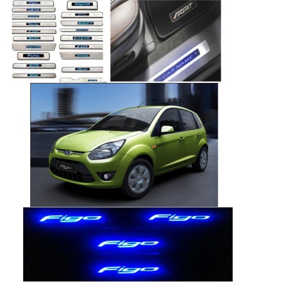 Buy Ford Figo Stainless Steel Sill Plate with Blue LED online at low prices-Rideofrenzy
