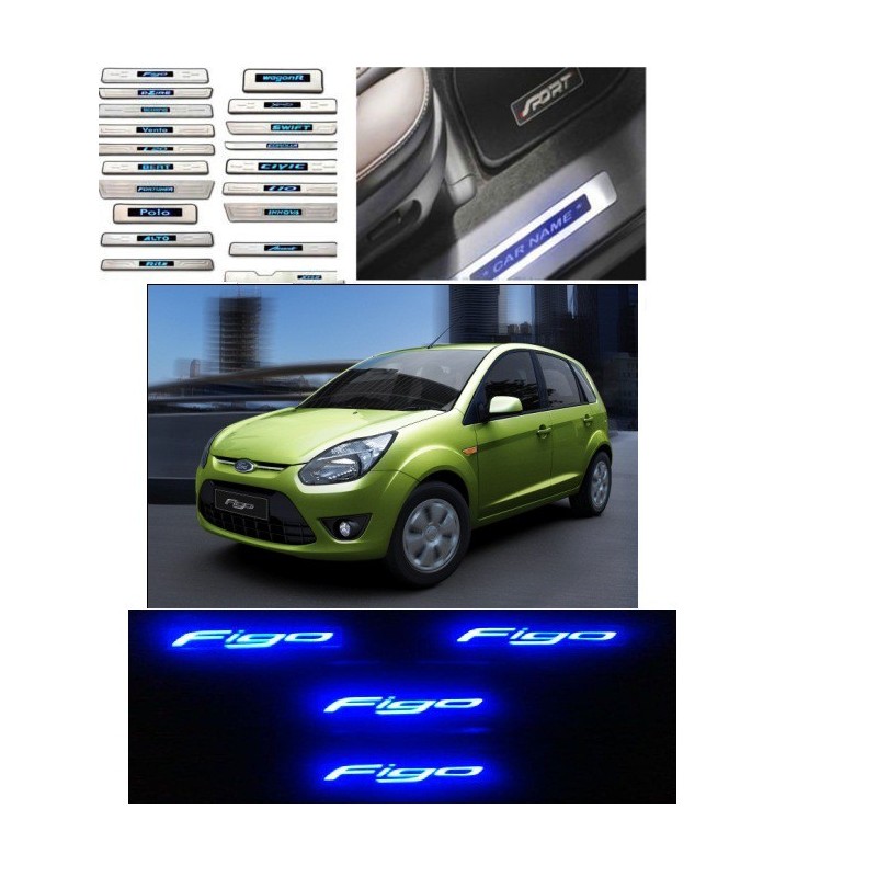 Buy Ford Figo Stainless Steel Sill Plate with Blue LED online at low prices-Rideofrenzy