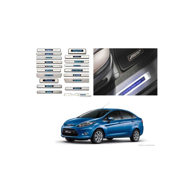 Buy Ford Fiesta Door Stainless Steel Sill Plate with Blue LED online at low prices | Rideofrenzy