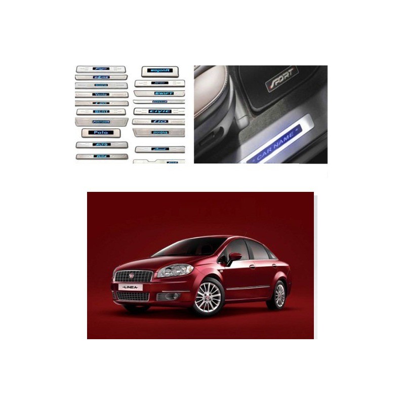 Buy Fiat Linea Stainless Steel Sill Plate with Blue LED online | Rideofrenzy