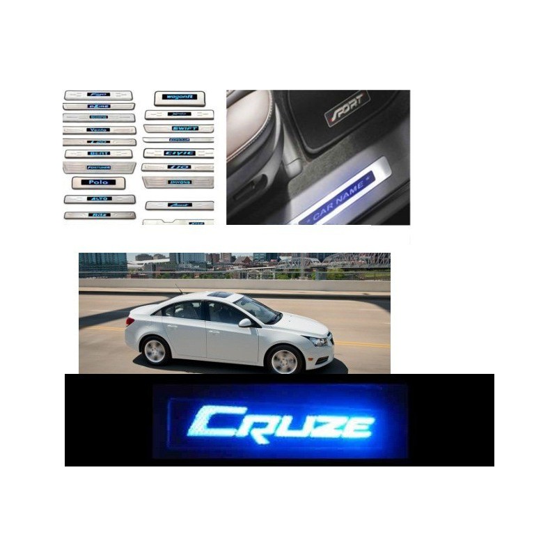 Buy Chevrolet Cruze Stainless Steel Sill Plate with Blue LED online| Rideofrenzy