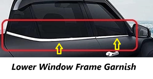 Lower window chrome garnish for Car